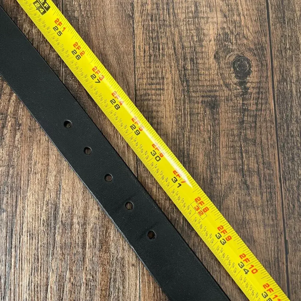 VTG Ralph Lauren Polo Leather Belt Y2K Hinge Buckle Edgy Womens Size Small Black